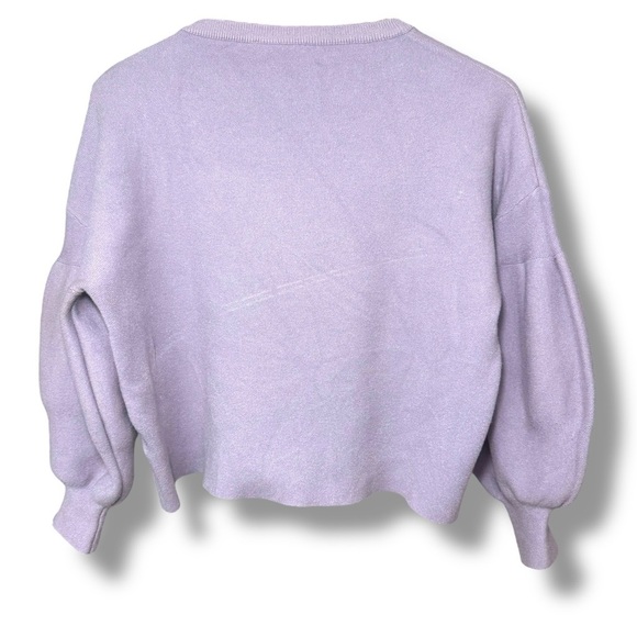 Oat New York Lavender Puff Sleeve Cropped Sweater Size XS‎ - Picture 2 of 5